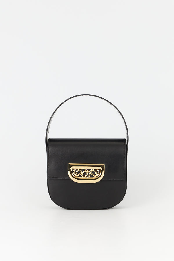 d'estrëe paris Geometric Leather Bag with Golden Latch Black