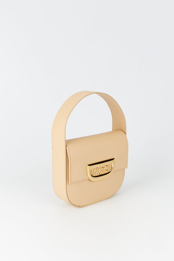 D'estrëe Paris Geometric Leather Handbag With Golden Latch Beige