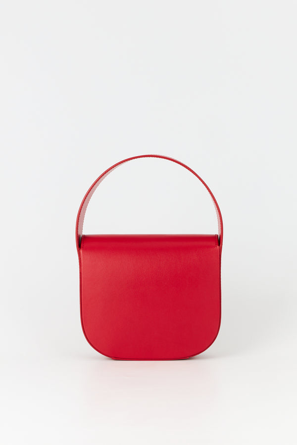 D'estrëe Paris Geometric Leather Handbag With Golden Latch Bright Red