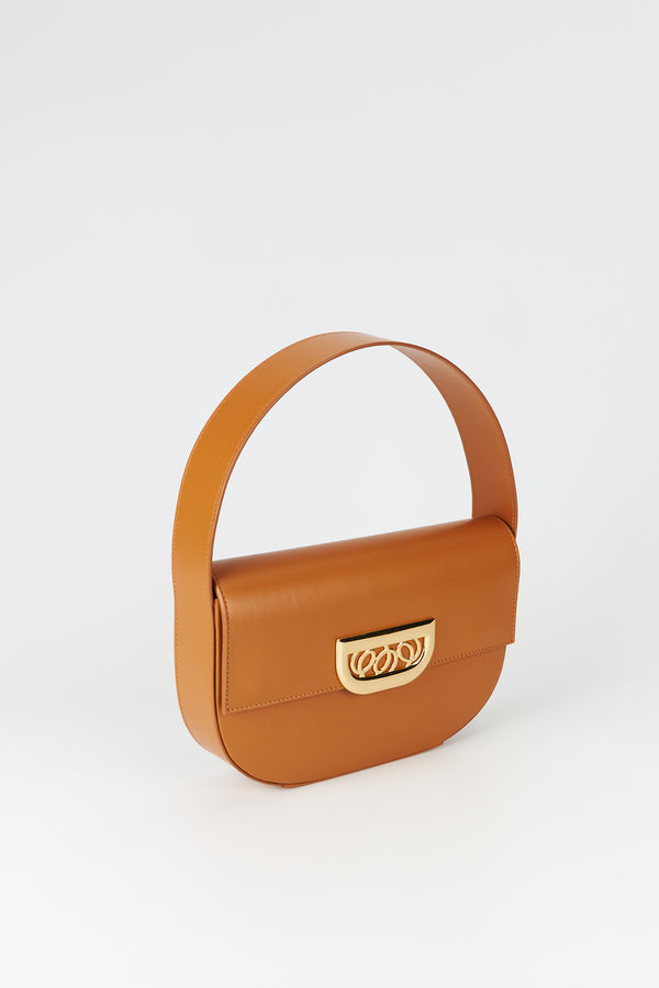 D'estrëe Paris Geometric Leather Handbag With Golden Latch Camel