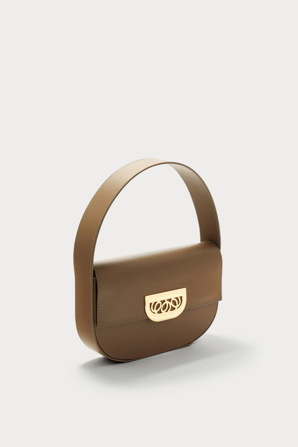 D'estrëe Paris Geometric Leather Handbag With Golden Latch Khaki