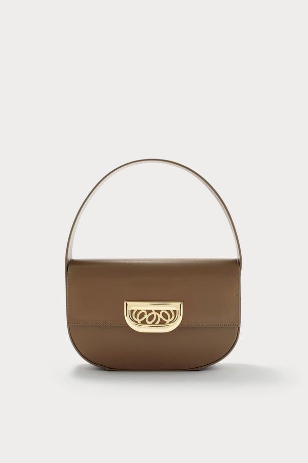 d'estrëe paris Geometric Leather Handbag with Golden Latch Khaki