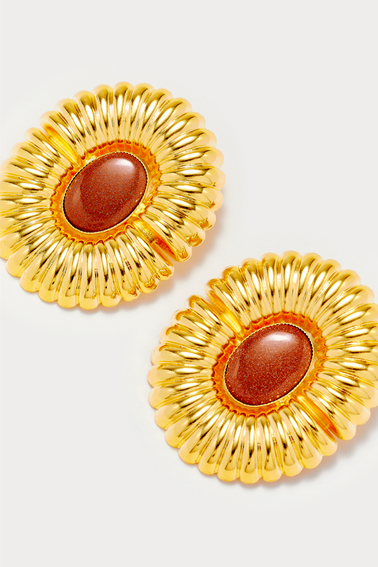 D'estrëe Paris Glittery Brown Sun Piercing Earrings
