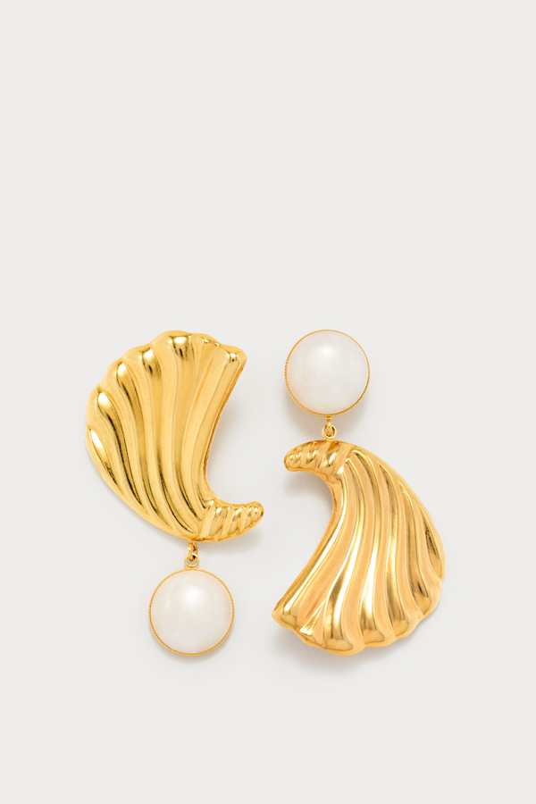d'estrëe paris Gold sculptural stud earrings with stone detail