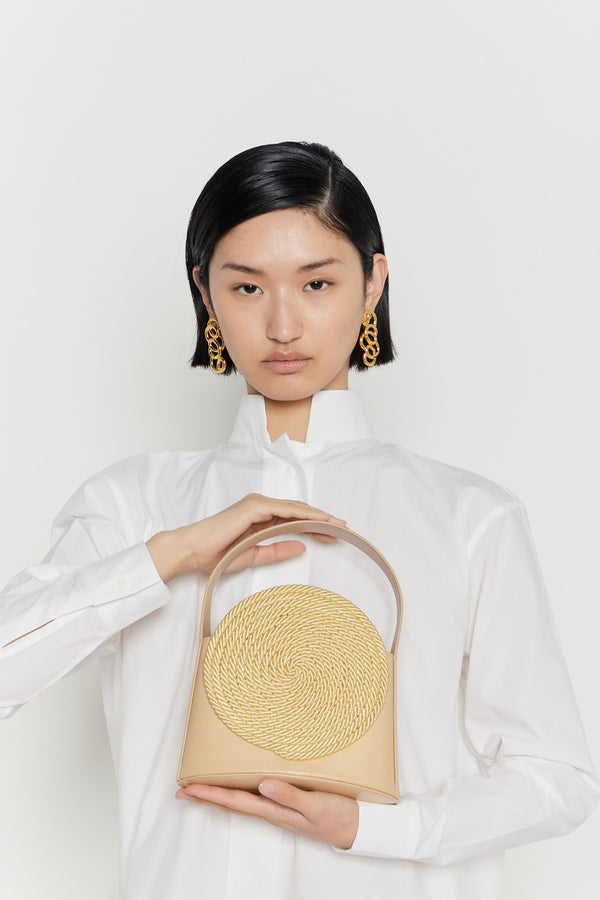 D'estrëe Paris Leather Bag With Passementerie Details Beige