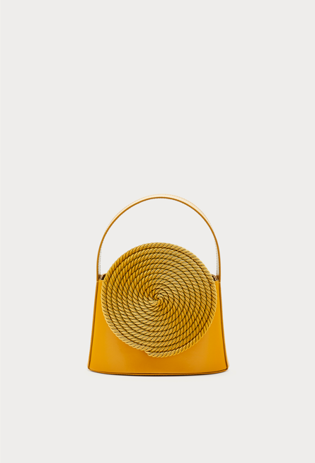 d'estrëe paris Leather Bag with Passementerie Details Mustard