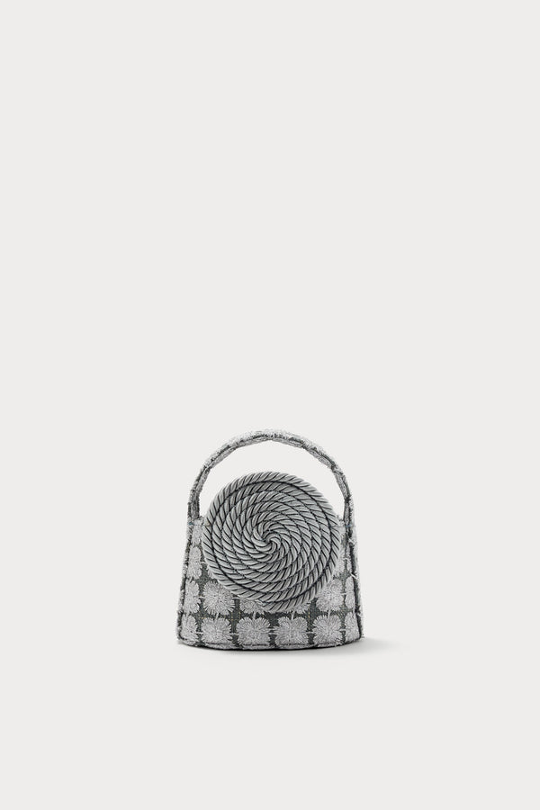 d'estrëe paris Leather Mini Bag with Passementerie Detail Grey