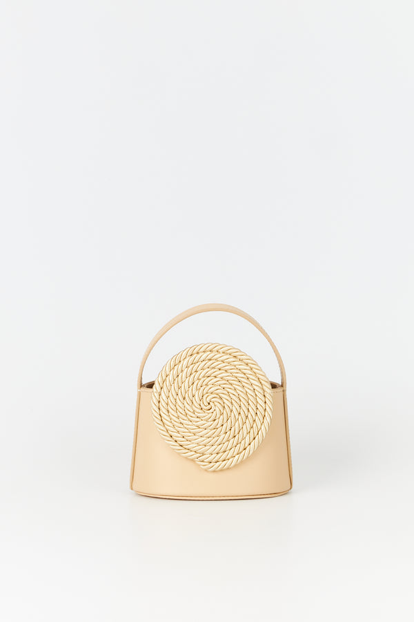 d'estrëe paris Leather Mini Bag with Passementerie Details Beige