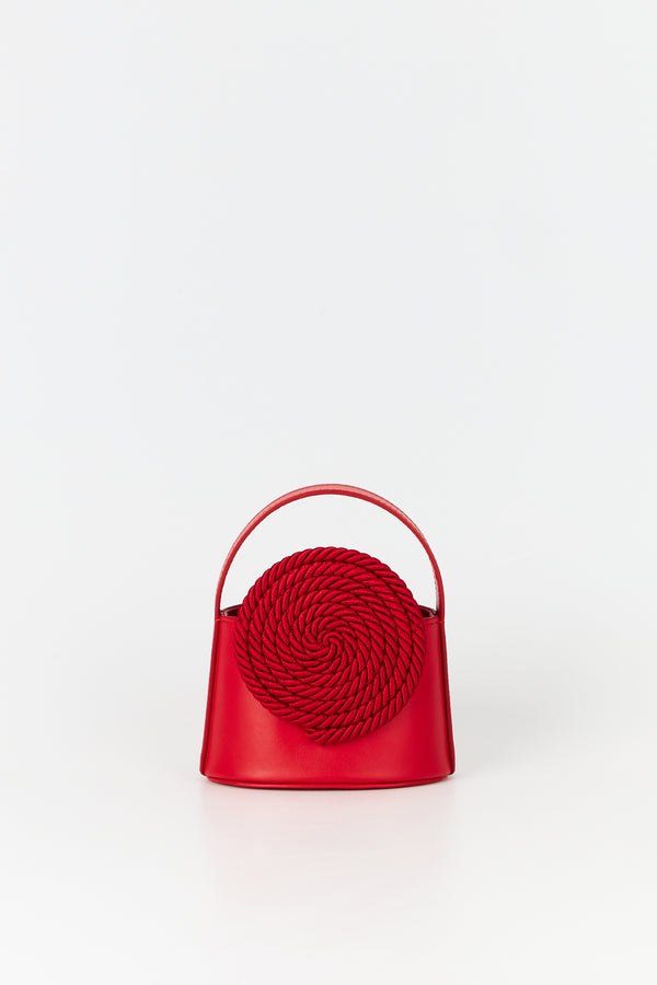 d'estrëe paris Leather Mini Bag with Passementerie Details Red