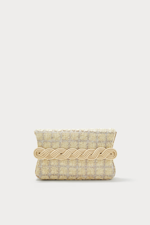 d'estrëe paris Light Beige Glitters Clutch with Braided Passementerie