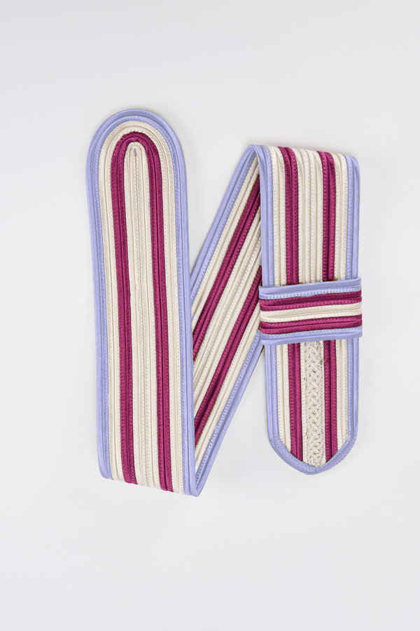 d'estrëe paris LILAC & EGGSHELL PASSEMENTERIE BELT with Contrast Edging