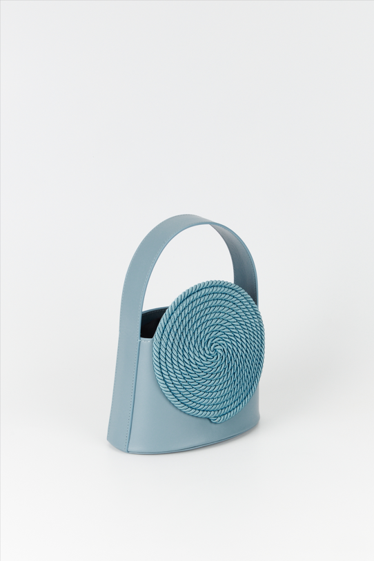 D'estrëe Paris NIAGARA BLUE Leather Handle Bag With Passementerie Details