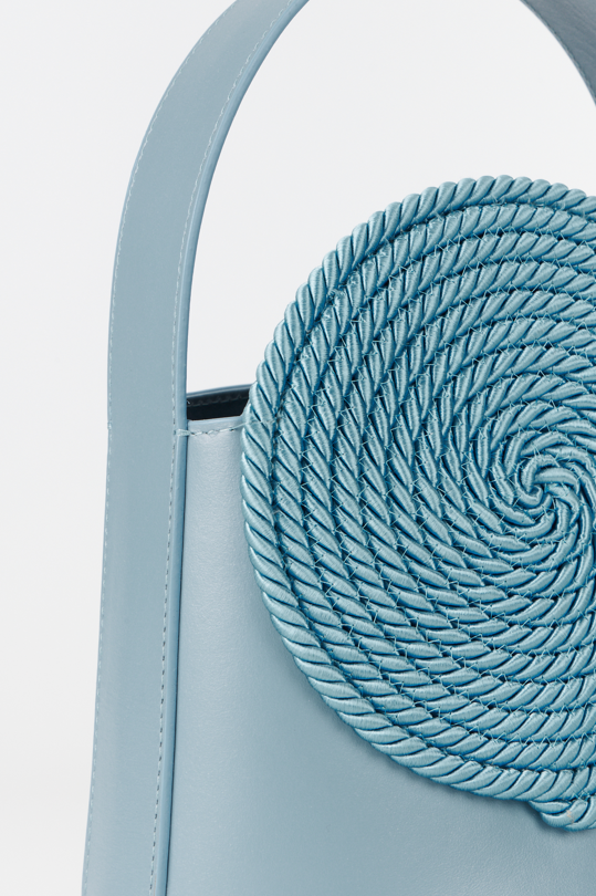 D'estrëe Paris NIAGARA BLUE Leather Handle Bag With Passementerie Details