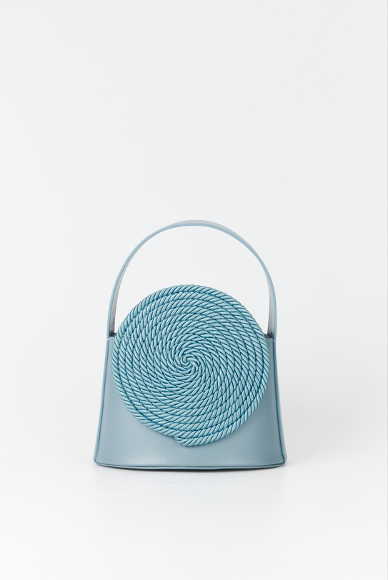 d'estrëe paris NIAGARA BLUE Leather Handle Bag with Passementerie Details