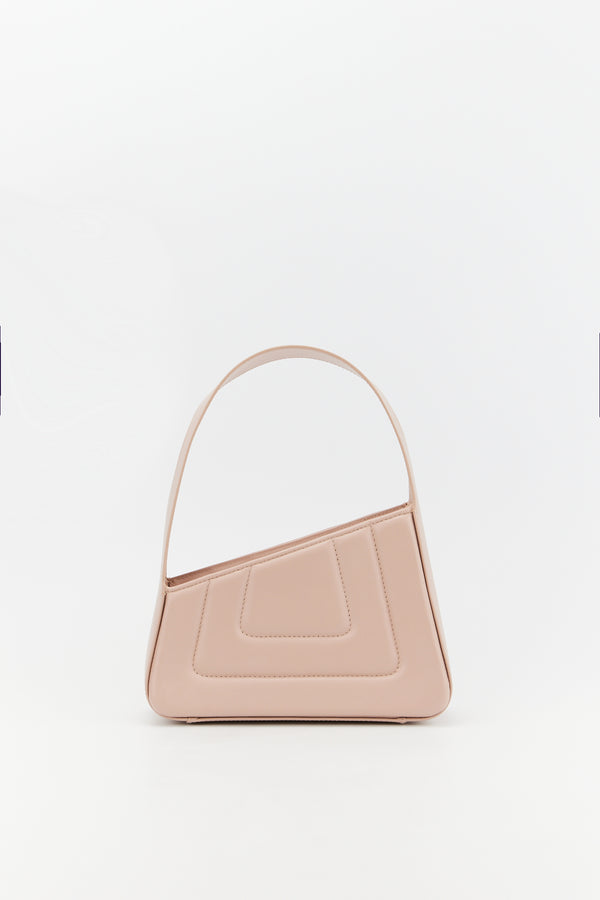 D'estrëe Paris NUDE Asymmetric Leather Quilted Mini Bag