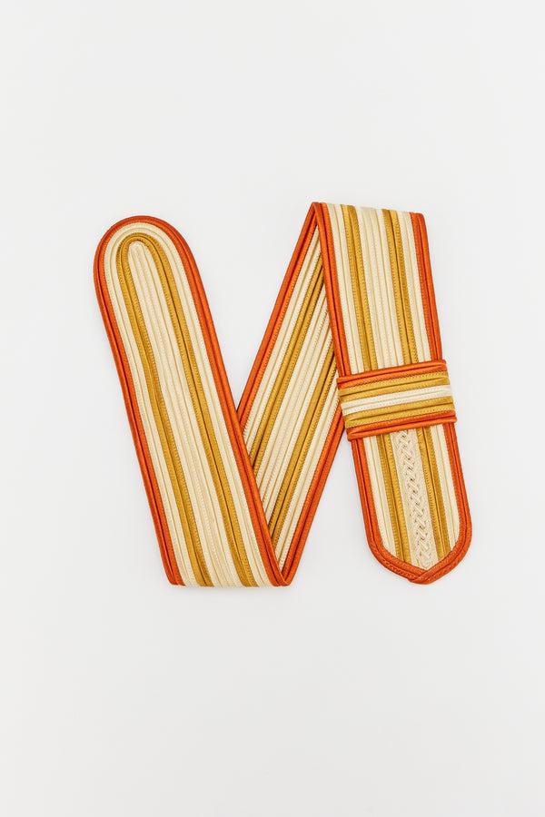 d'estrëe paris ORANGE & EGGSHELL PASSEMENTERIE BELT with Contrast Edging