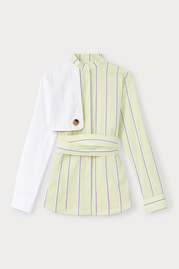 d'estrëe paris PALE YELLOW & LILAC Shirt with White Sleeve
