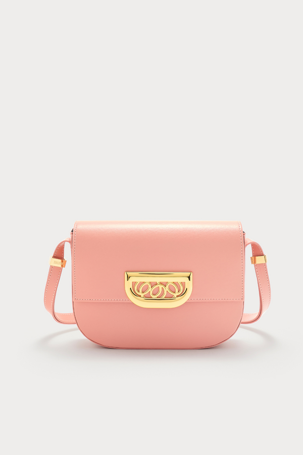D'estrëe Paris PINK Leather Crossbody Bag With Golden Clasp