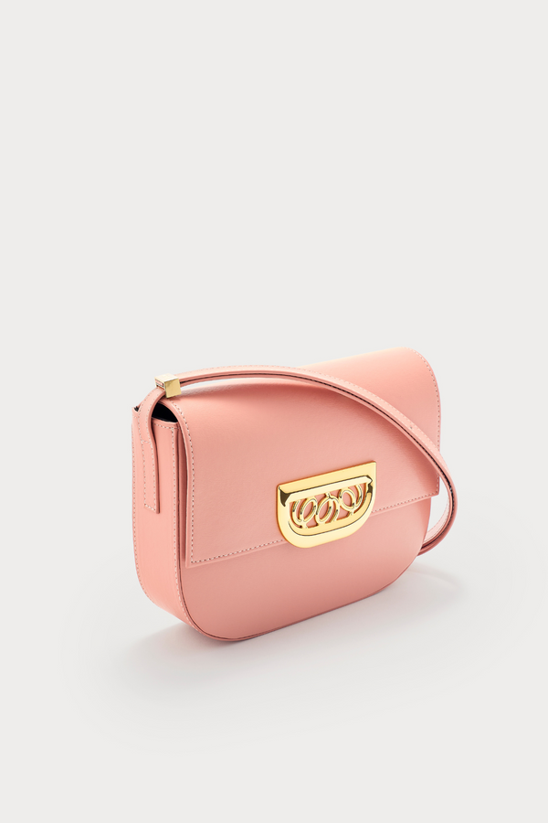 D'estrëe Paris PINK Leather Crossbody Bag With Golden Clasp