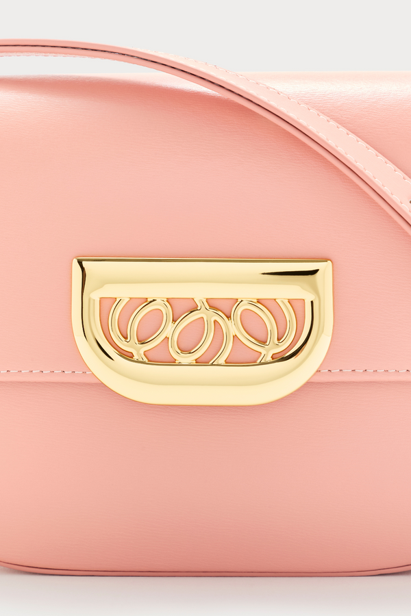 D'estrëe Paris PINK Leather Crossbody Bag With Golden Clasp