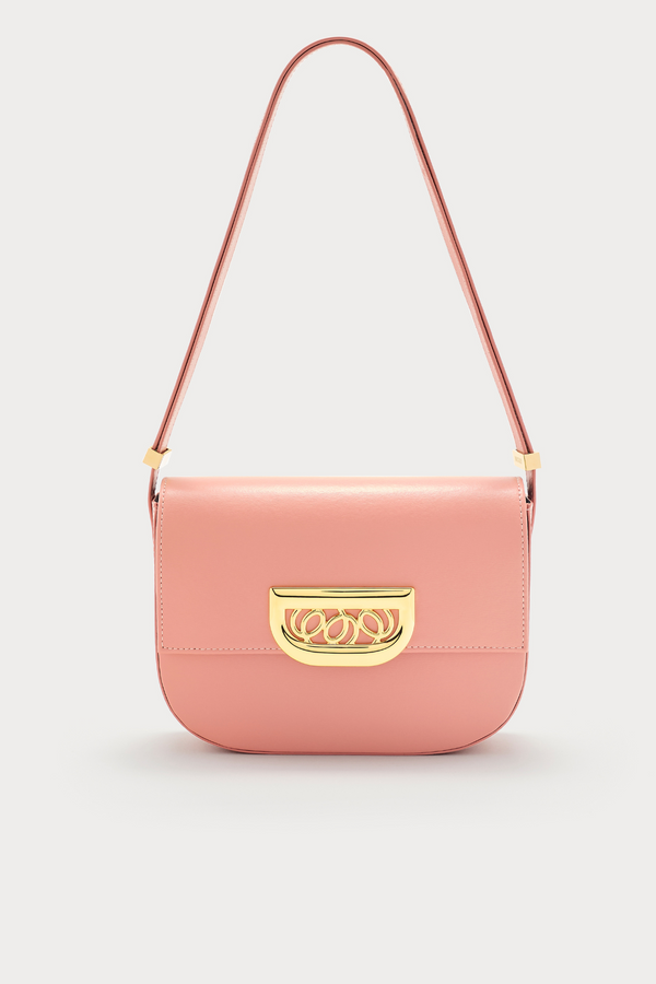 d'estrëe paris PINK Leather Crossbody Bag with Golden Clasp