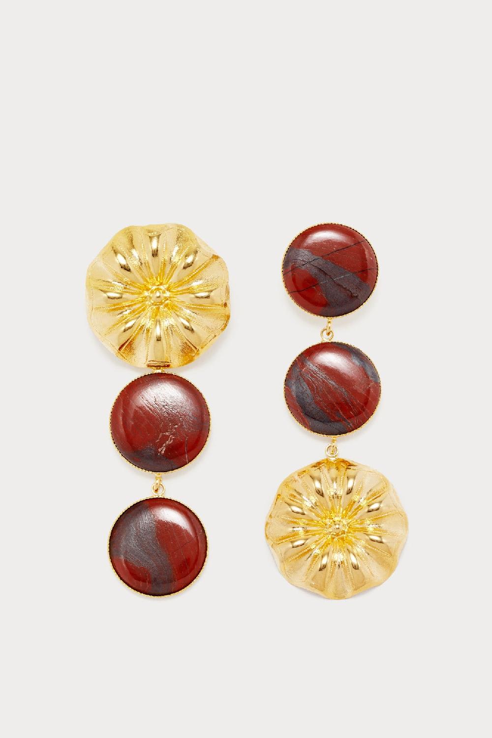 D'estrëe Paris Red Daisy Double Stone Drop Earrings