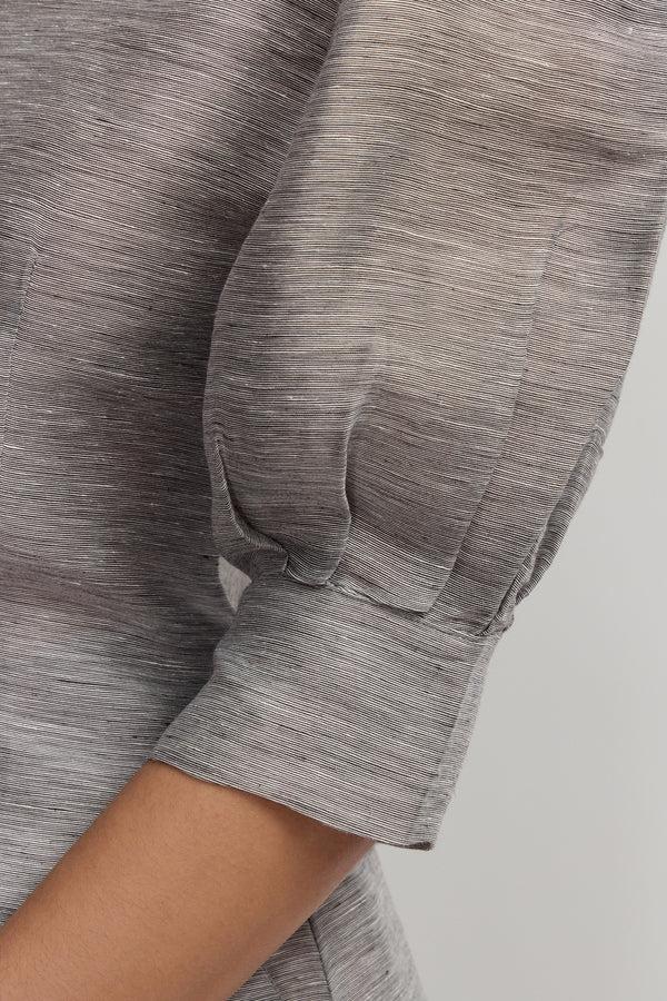 D'estrëe Paris STRIPES GREY Blouse With Puff Sleeves