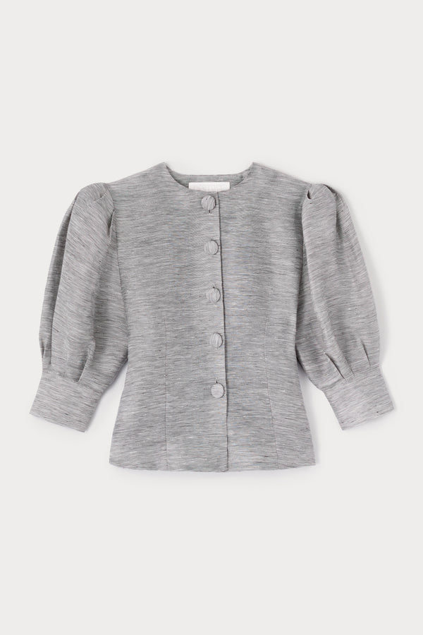 d'estrëe paris STRIPES GREY Blouse with Puff Sleeves
