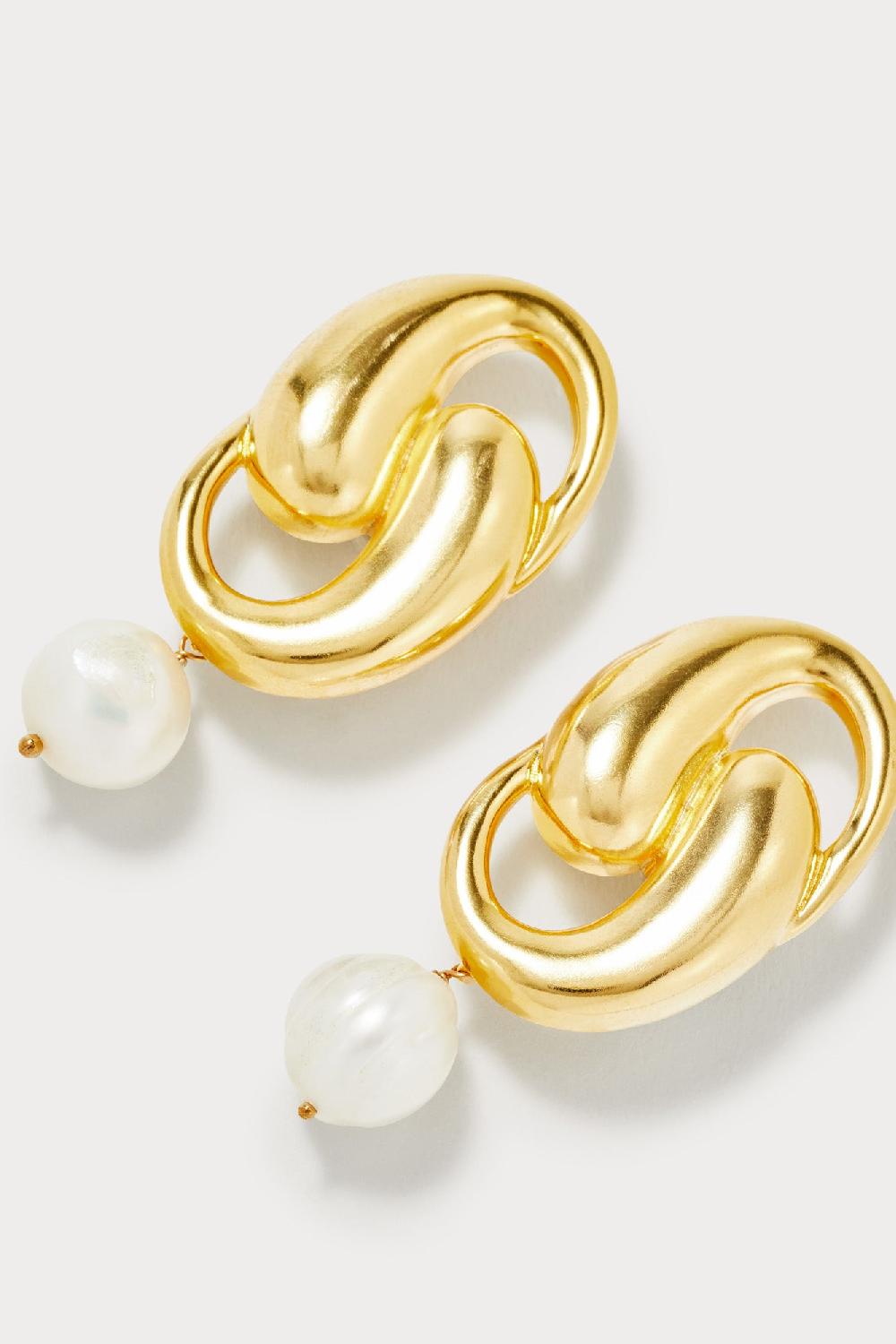 D'estrëe Paris Twisted Knot Clip Earrings With Pearl Drop