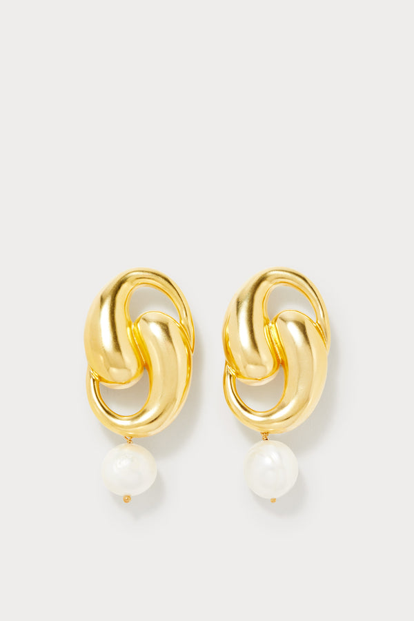 d'estrëe paris Twisted Knot Clip Earrings with Pearl Drop