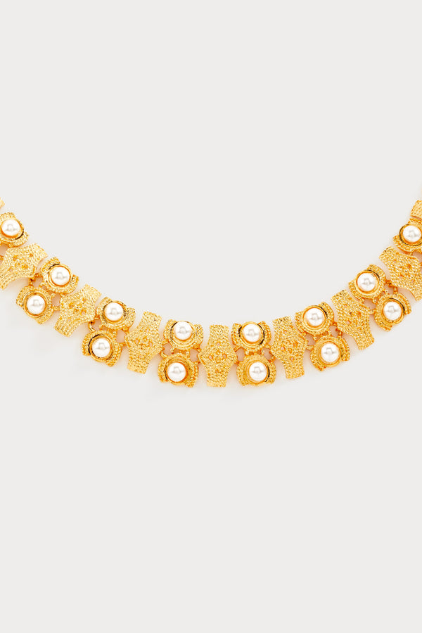 D'estrëe Paris Vintage-Inspired Gold Choker Necklace With Pearl