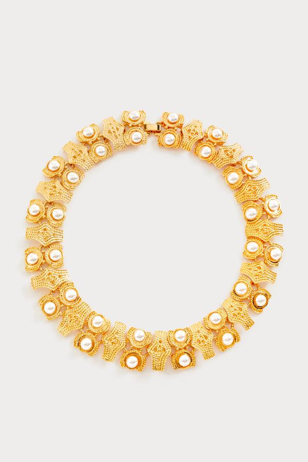 d'estrëe paris Vintage-Inspired Gold Choker Necklace with Pearl