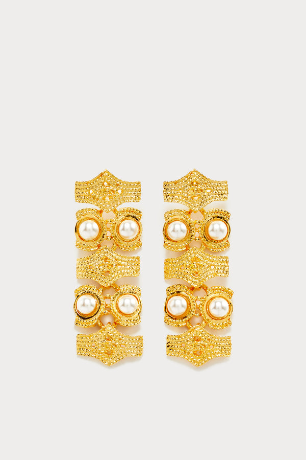 d'estrëe paris Vintage-Inspired Gold Earrings with Pearl