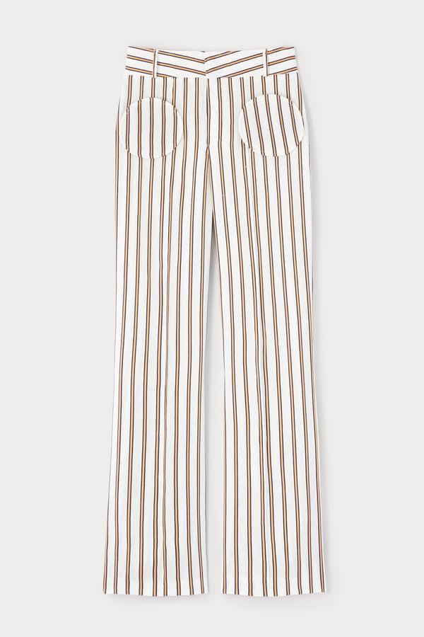 d'estrëe paris White and brown striped straight pants