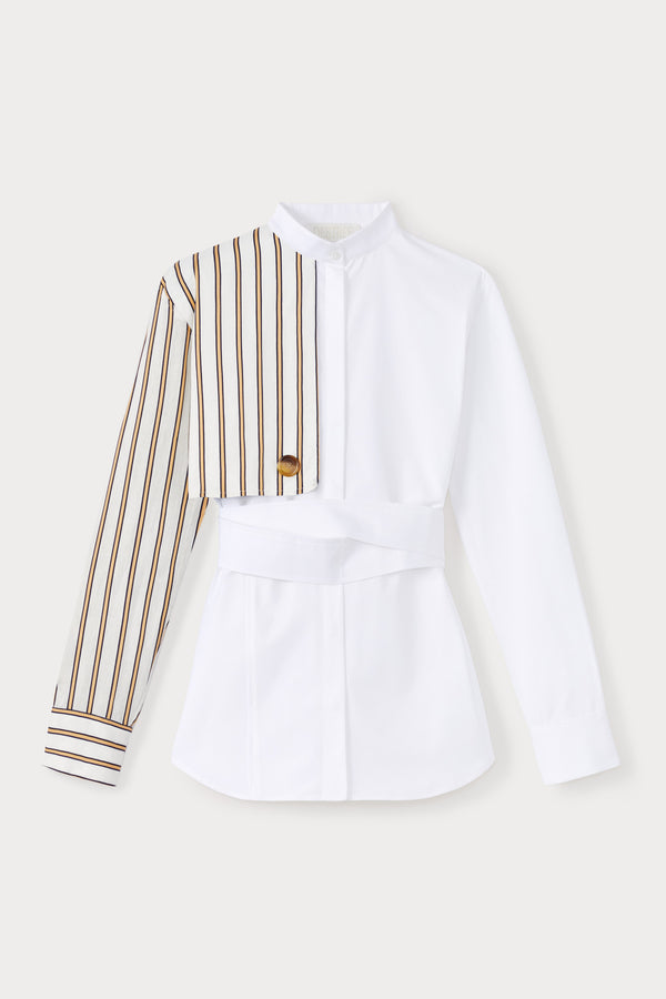 d'estrëe paris White and striped asymmetrical cotton shirt