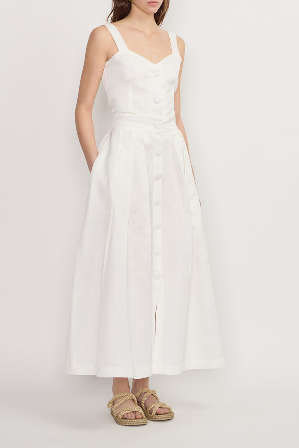 D'estrëe Paris White Corset-Inspired Button-Front Top