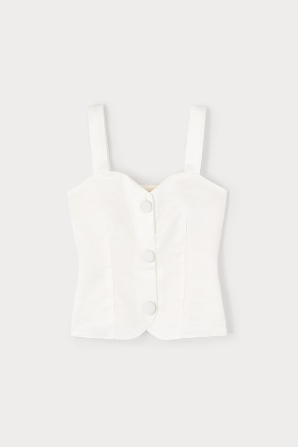 d'estrëe paris White Corset-Inspired Button-Front Top