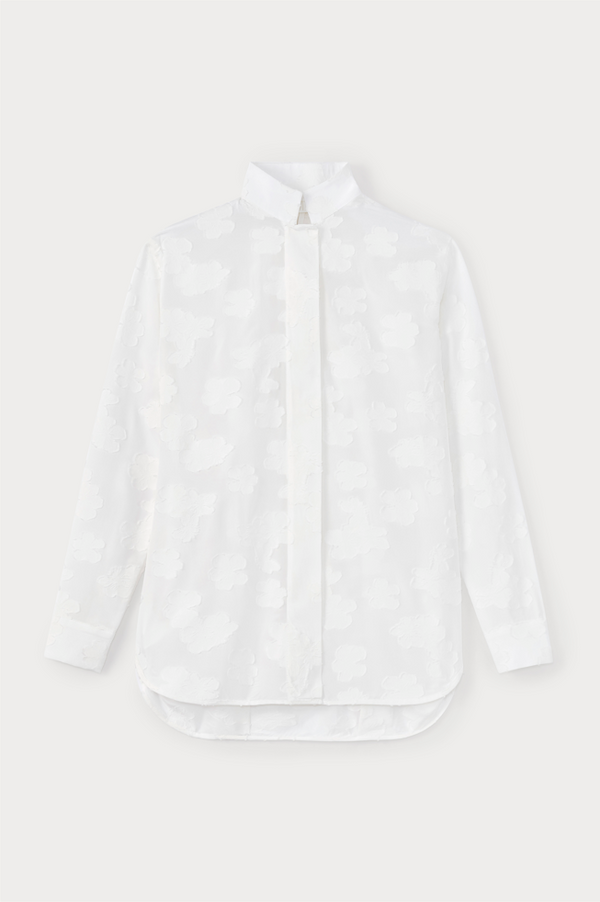 d'estrëe paris WHITE Flower Veil Blouse with High Neck