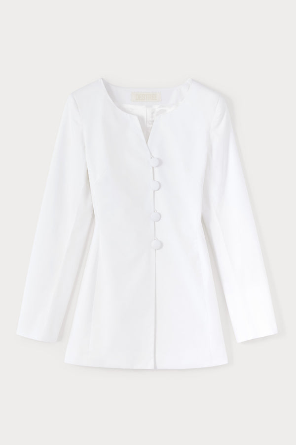 d'estrëe paris WHITE Popelin Fitted Shirt with Button Details
