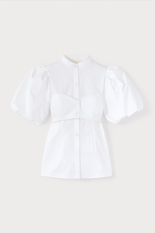 d'estrëe paris WHITE Popelin Sculpted Puff Sleeve Blouse