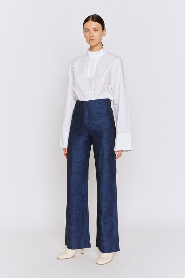 D'estrëe Paris WHITE Popelin Shirt With Band Collar