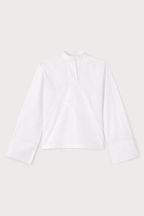 d'estrëe paris WHITE Popelin Shirt with Band Collar
