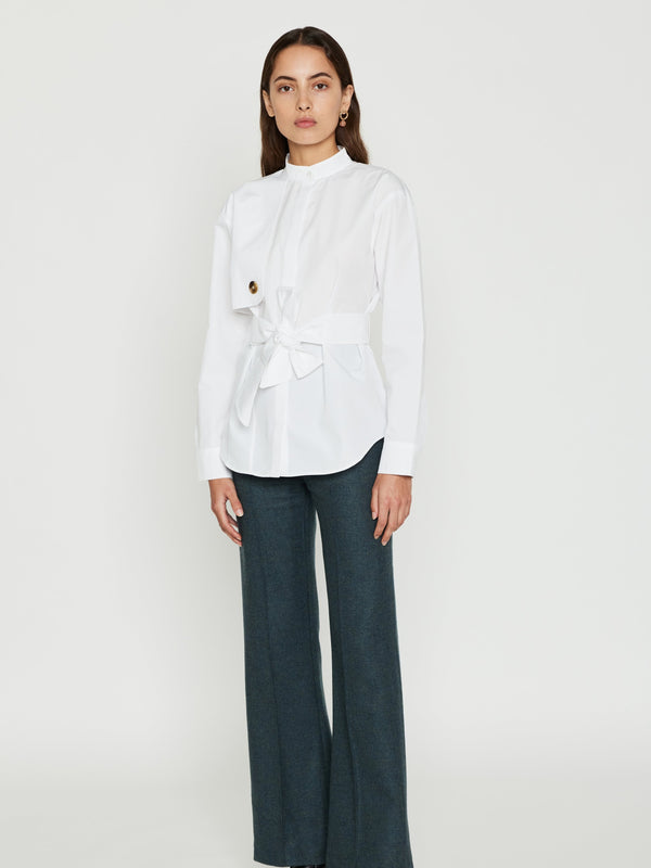 D'estrëe Paris WHITE Shirt With Sleeve & Button Detail