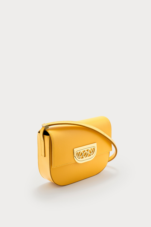 D'estrëe Paris YELLOW Leather Crossbody Bag With Golden Clasp