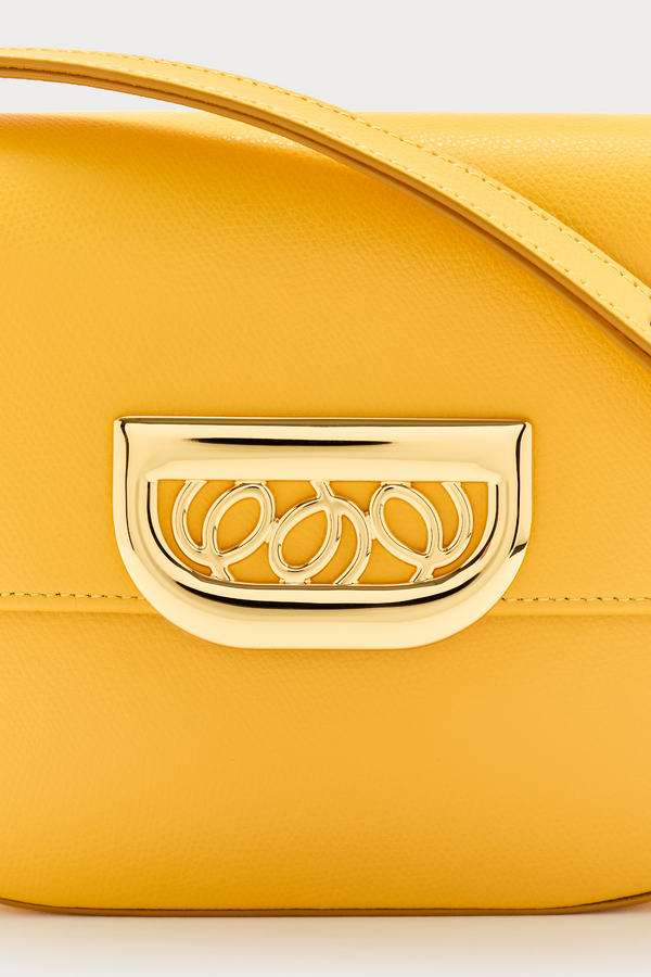 D'estrëe Paris YELLOW Leather Crossbody Bag With Golden Clasp