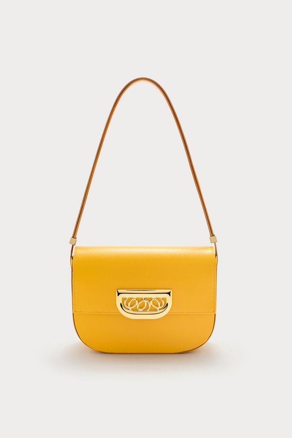d'estrëe paris YELLOW Leather Crossbody Bag with Golden Clasp
