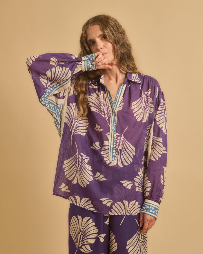 diega CHEMISE CALBIZA 3 VIOLET BLEU ECRU