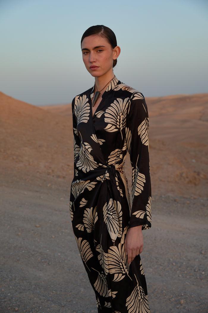 Diega ROBE ROSSANA 1 NOIR CAMEL ECRU