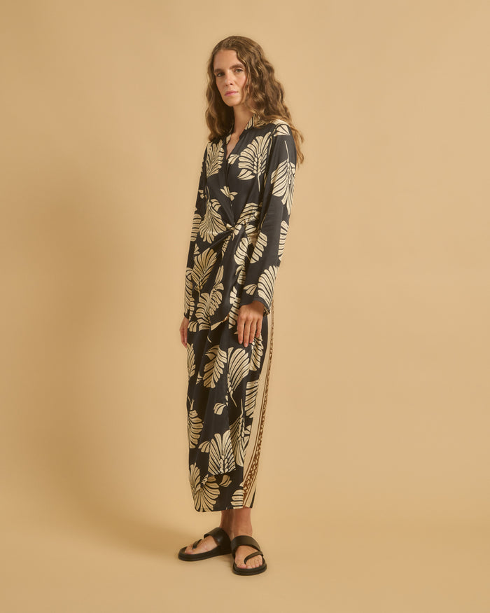 Diega ROBE ROSSANA 1 NOIR CAMEL ECRU