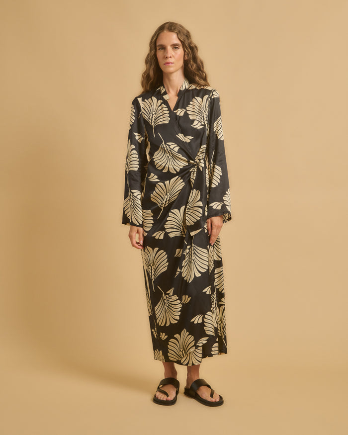 diega ROBE ROSSANA 1 NOIR CAMEL ECRU